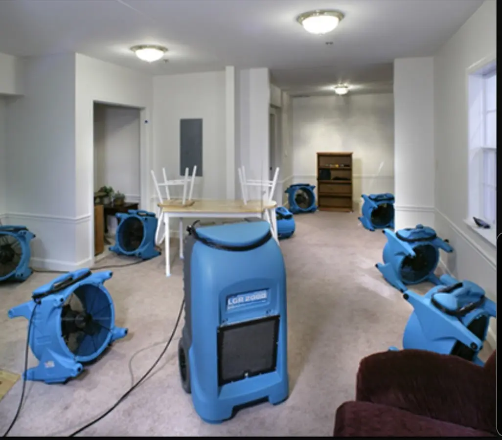 Air movers and dehumidifier setup for Water Damage Restoration in Alderwood Manor
